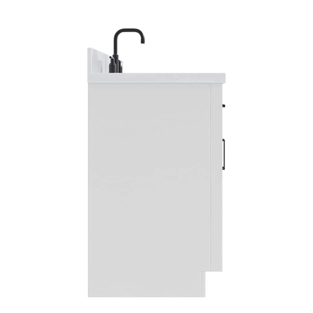 Wildon Home® Tidworth 36'' Solid Wood Single Bathroom Vanity with 1.5'' Carrara Quartz Top, Right Offset Rectangular Sink