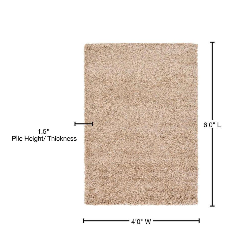 Unique Loom 4' 1 x 6' 1 Solid Shag Taupe Area Rug