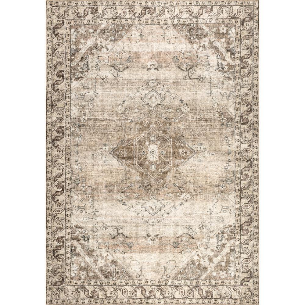 Nuloom Hillstone Collection Ahmeira Traditional Vintage Medallion Area Rug, 7' 10" x 10', Beige