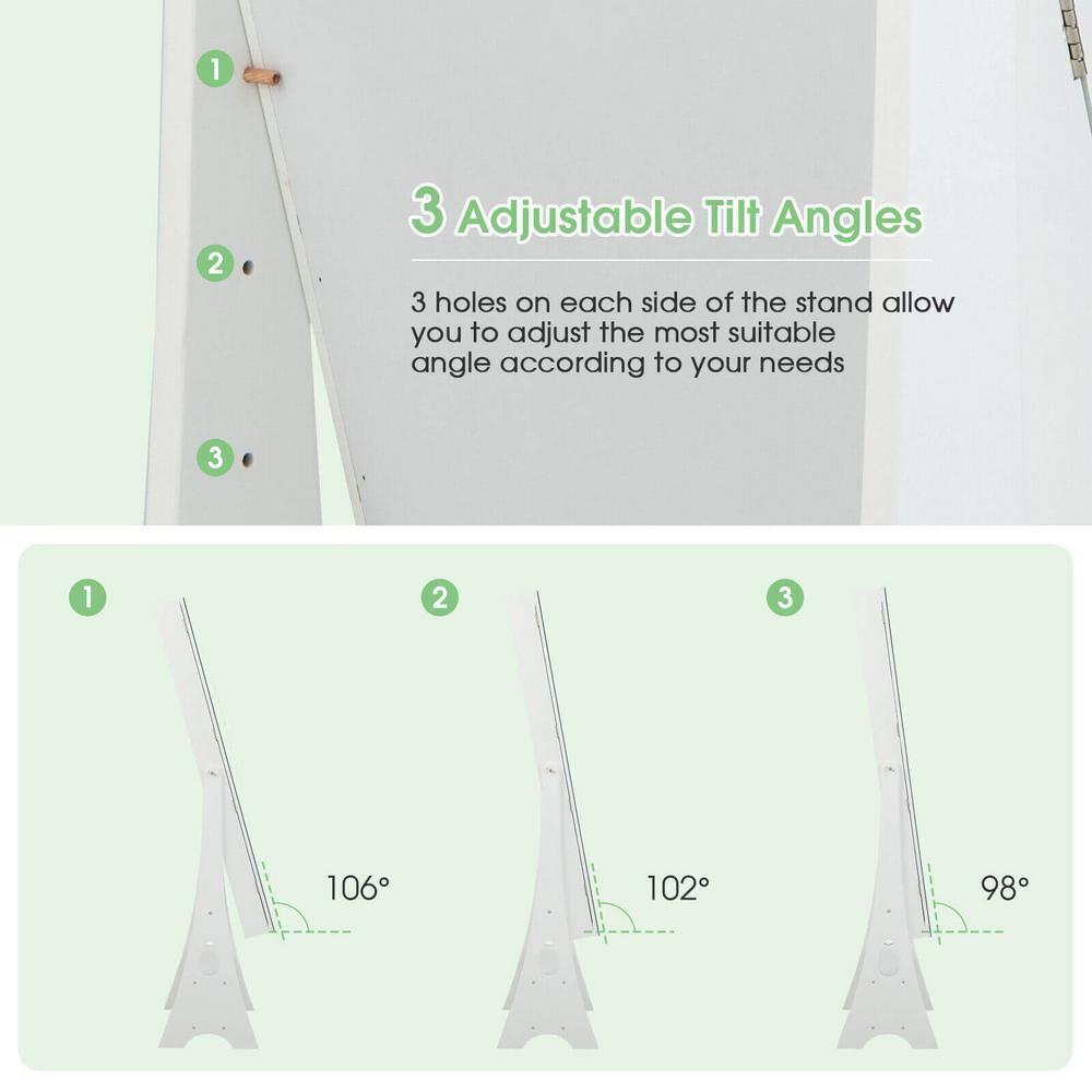 Tangkula Jewelry Cabinet Armoire Full Length LED Mirror w/ 6 Drawers & Makeup Shelf White