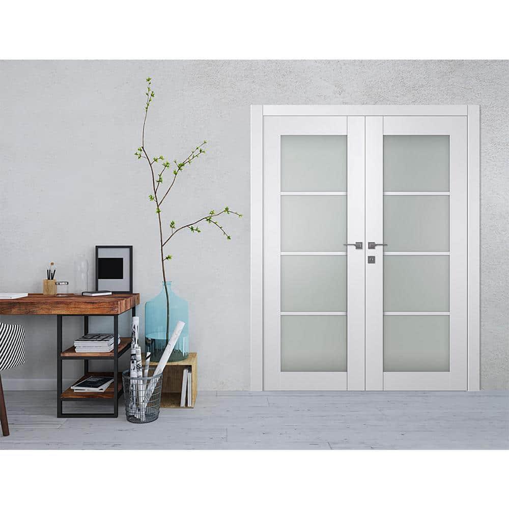 Belldinni Smart Pro 4 Lite Paneled Manufactured Wood and Frosted Glass Interior Double Prehung Door