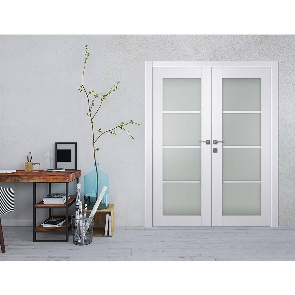 Belldinni Smart Pro 4 Lite Paneled Manufactured Wood and Frosted Glass Interior Double Prehung Door