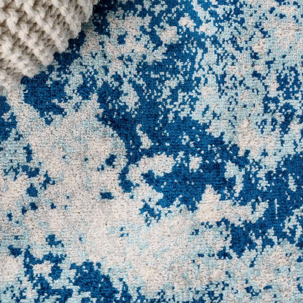 JONATHAN Y Dune Modern Abstract Cream/Blue 2 ft. x 8 ft. Runner Rug