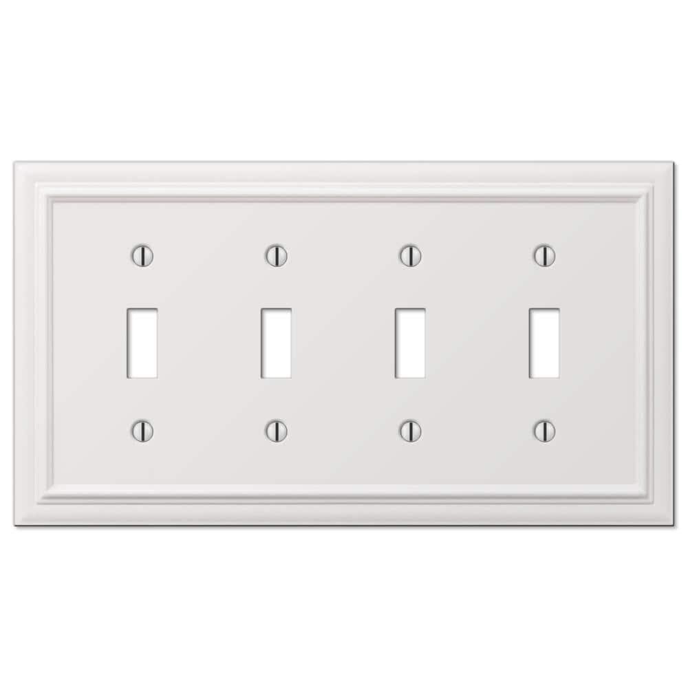Amerelle 94T4W Continental Wallplate, 4 Toggle, Cast Metal, White, 1-Pack