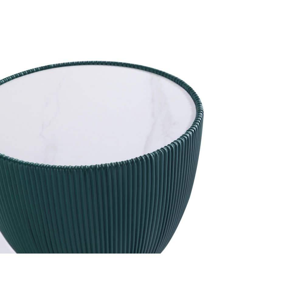 Manhattan Comfort 2pc Anderson Modern Leatherette Upholstered End Table Set Green: Faux Marble, No Assembly Required