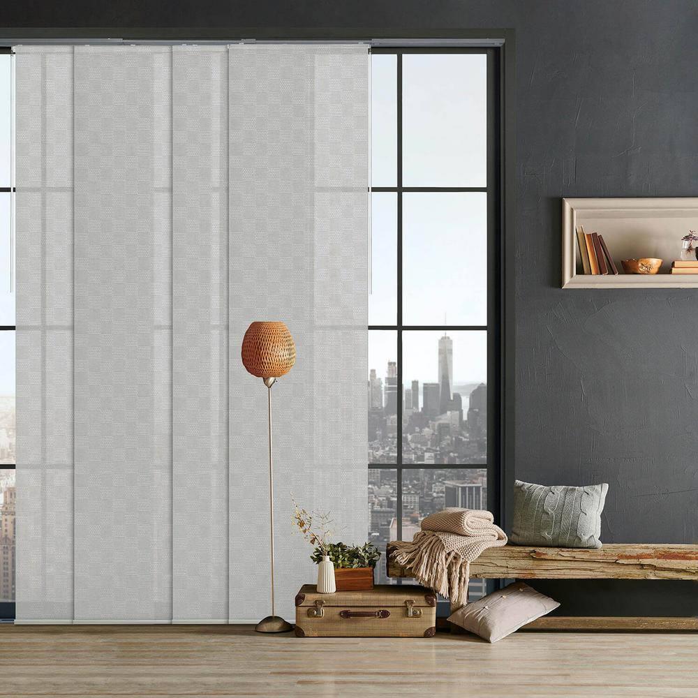 Bishop Sheer Adjustable Sliding Hanging Room Divider with 23 in. Slats Up to 86 in. W x 96 in. L