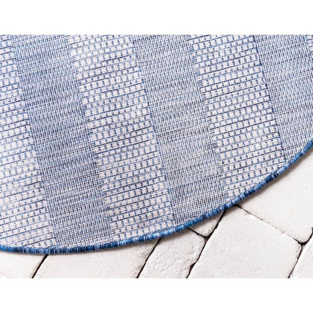 Unique Loom 4' 1 x 4' 1 Round Indoor/Outdoor Striped Blue Area Rug