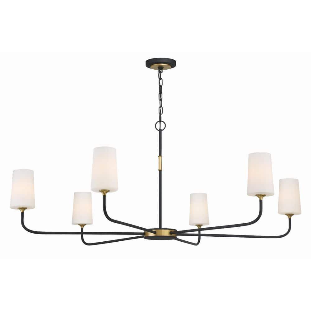 Crystorama Lighting Niles 6 - Light Chandelier in  Black Forged/Modern Gold