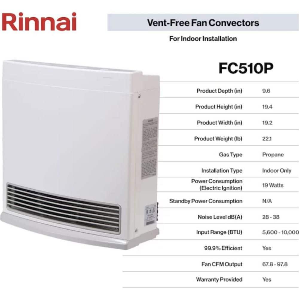 Rinnai Rinnai 10000 BTU Propane Wall Mounted Space Heater with Adjustable Thermostat