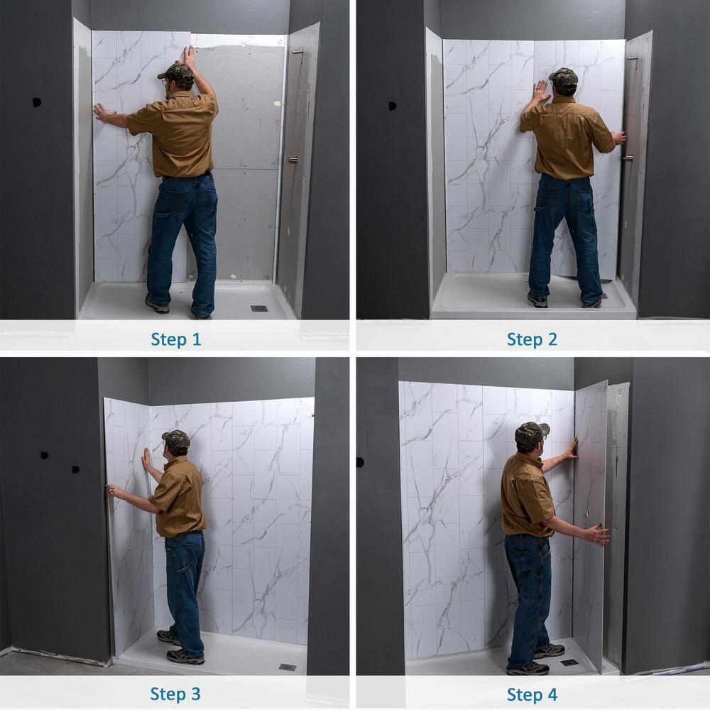 Palisade 30in x 60in x 78in Waterproof Vinyl Shower Surround Kit with Accessories in Wind Gust