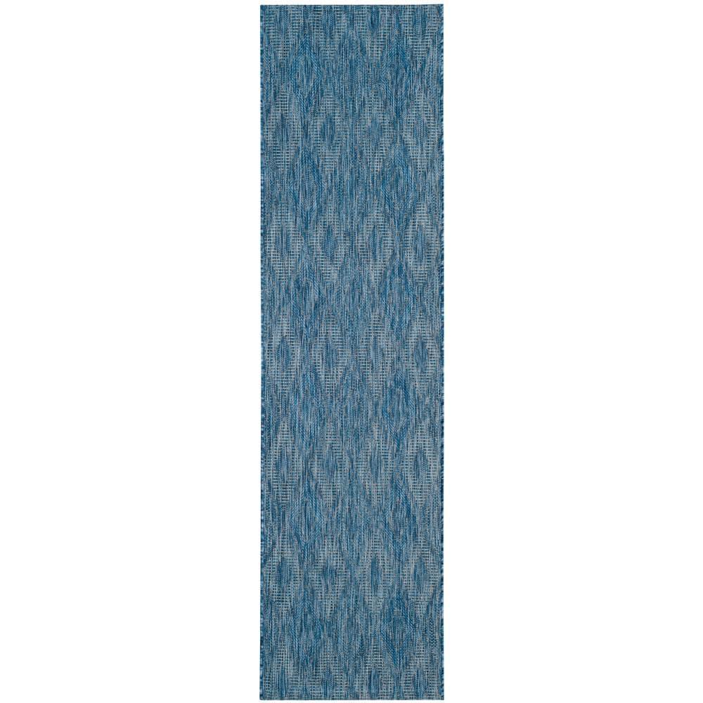 Courtyard CY8522 Power Loomed Indoor and Outdoor Runner Rug - Navy/Navy - 2'3"x12' - Safavieh