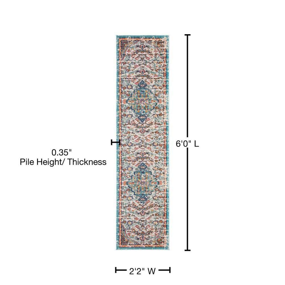 Madison MAD447 Power Loomed Indoor Runner Rug - Grey/Light Blue - 2'2"x6' - Safavieh