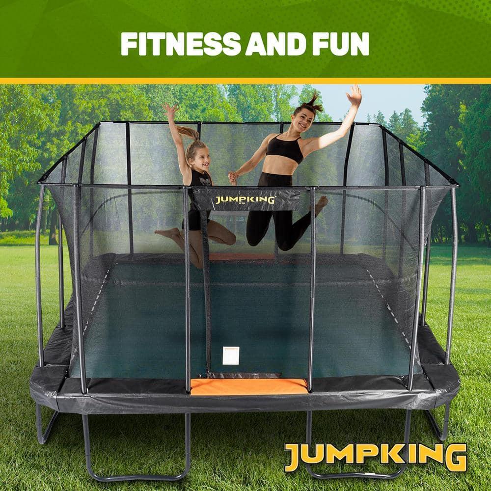 JumpKing 13ft Pro-Series Square Trampoline – Patented Spring Arrangement & Comfort Weave Jumping Pad