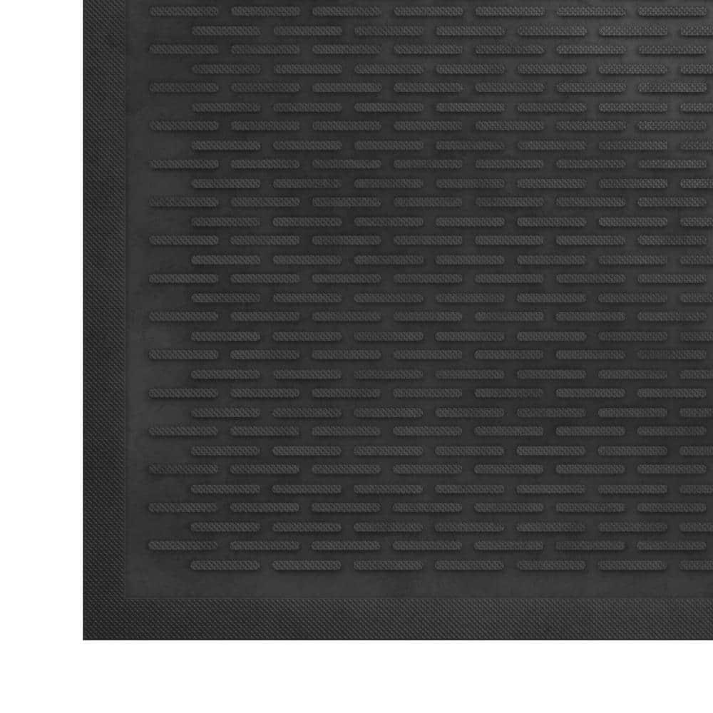Ottomanson Easy clean, Waterproof Non-Slip Indoor/Outdoor Rubber Doormat, Black