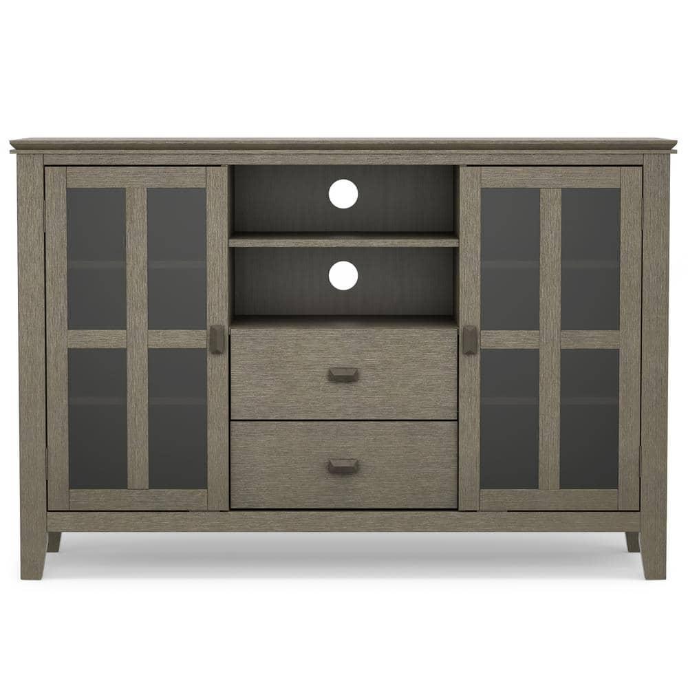Simpli Home Artisan 53"W Solid Wood Contemporary Tall TV Stand for TVs up to 60" with Adjustable Shelves