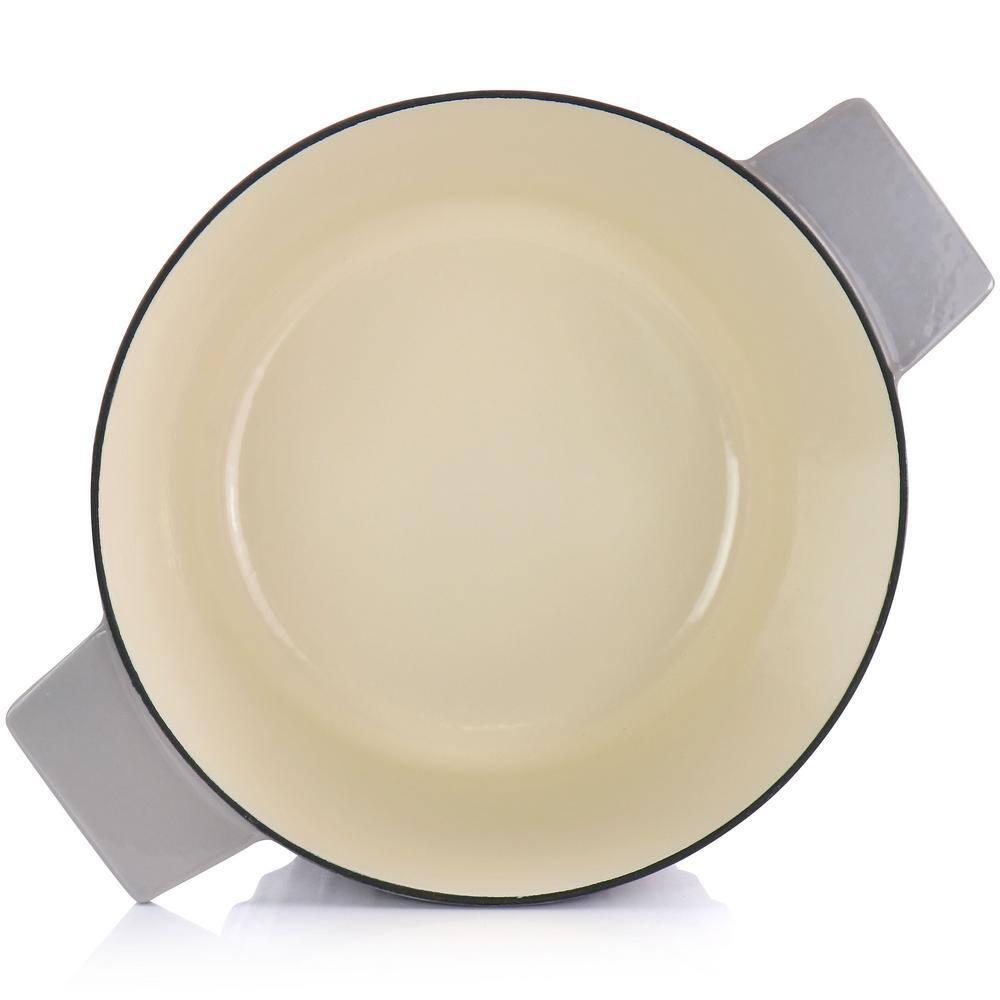 Martha Stewart Martha Stewart Enameled Cast Iron 5 Quart Embossed Stripe Dutch Oven With Lid In Warm Grey