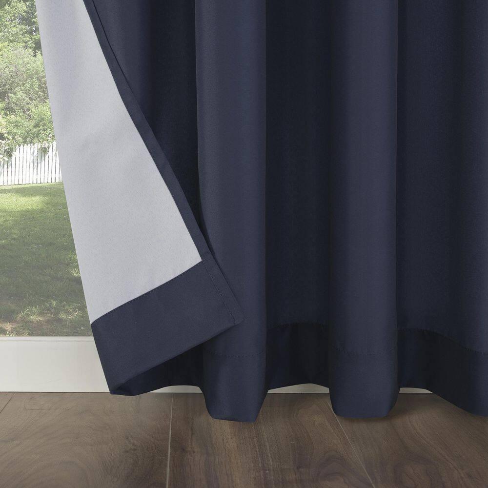 84"x54" Sailor Indoor/Outdoor UV Protectant Room Darkening Grommet Top Curtain Panel Dark Blue - Sun Zero: Living Room & Outdoor Use