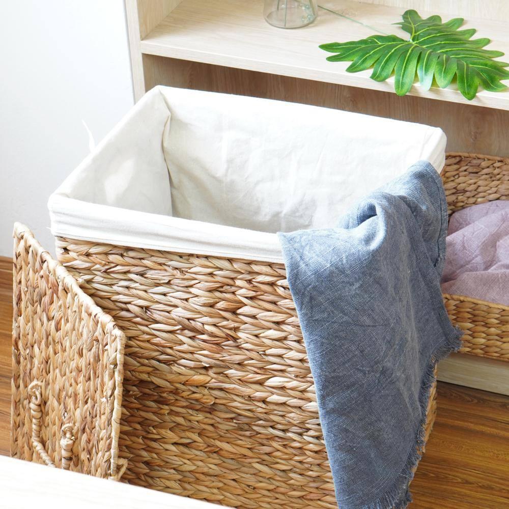 Vintiquewise Handmade Rectangular Water Hyacinth Wicker Laundry Hamper with Lid Natural, Large