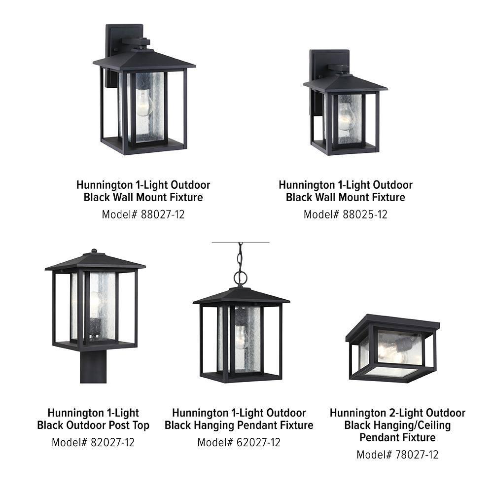 Hunnington 1-Light Black Outdoor 11 in. Wall Lantern Sconce