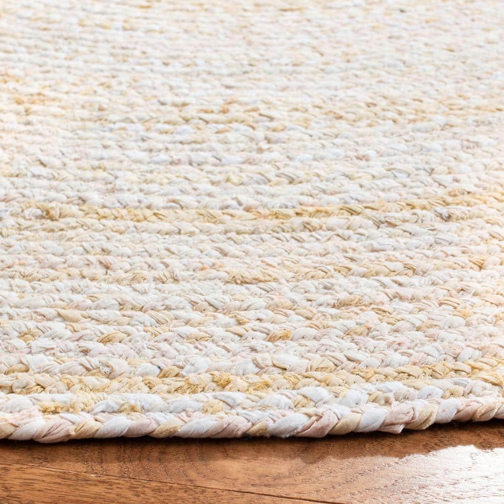 Braided BRD452 Hand Woven Indoor Area Rug - Beige - 5' Round - Safavieh