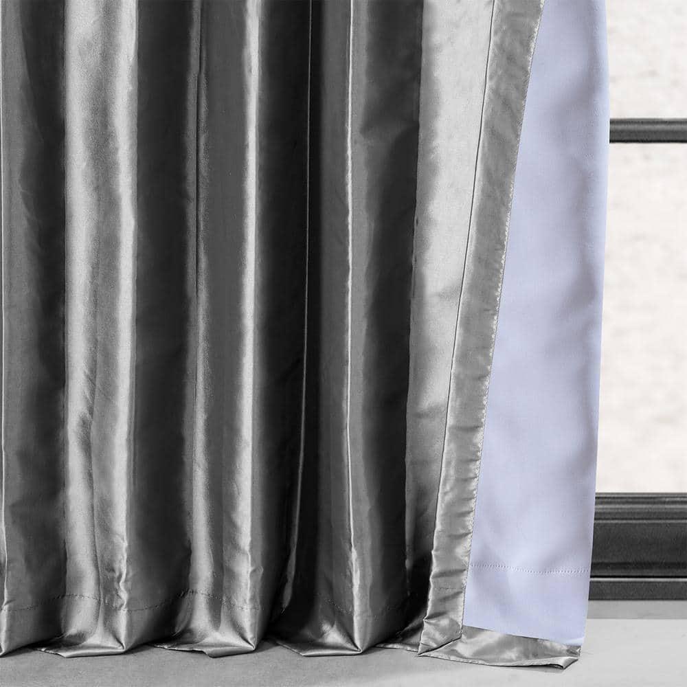 Graphite Blackout Faux Silk Taffeta Curtain (1 Panel), Graphite, 50W X 108L