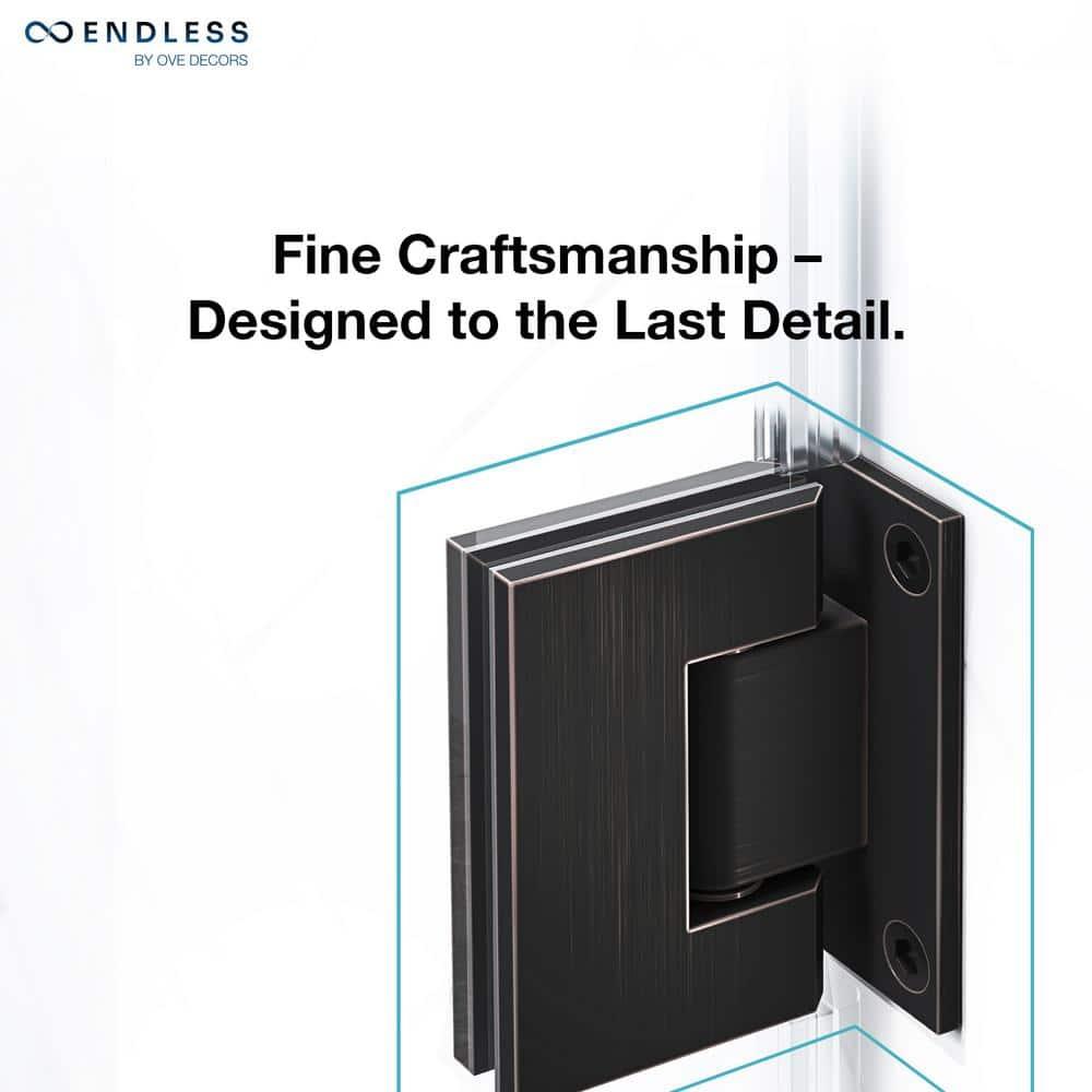 Ove Decors Endless Tampa-Pro 60" W x 72" H Alcove Frameless Shower Kit, Door, Panel, Base TP0180190