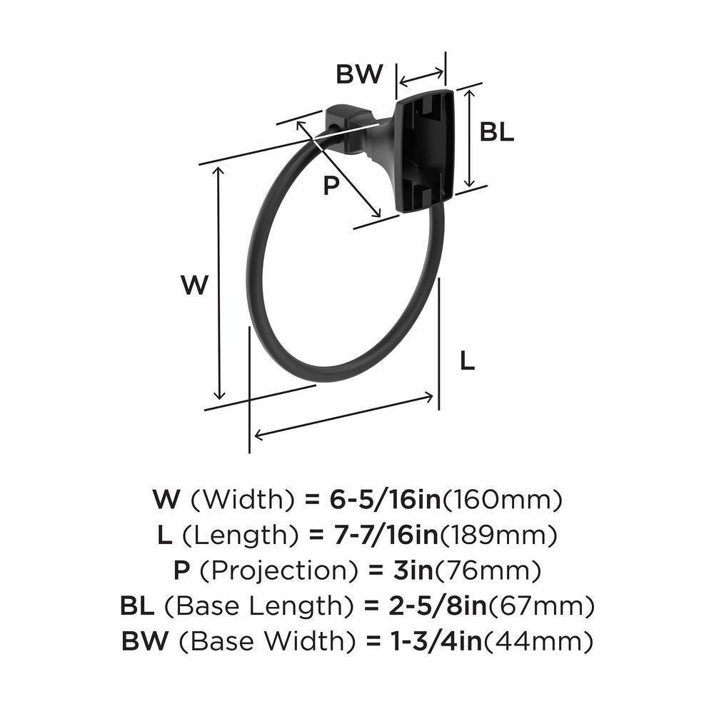 GlideRite Hardware Avalon Towel Ring Hardware Accessory 9040-SQ-MB-1
