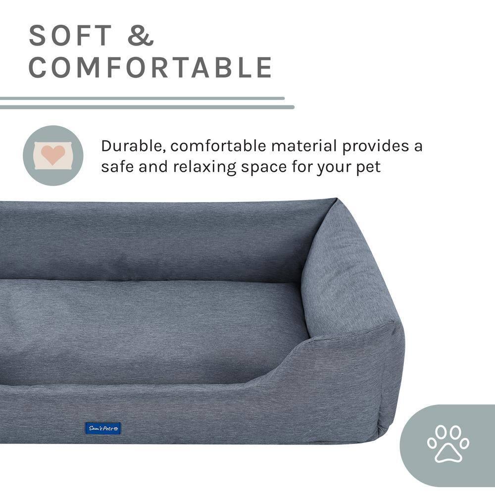 Sam's Pets Missy Large Navy Blue Rectangular Dog Bed