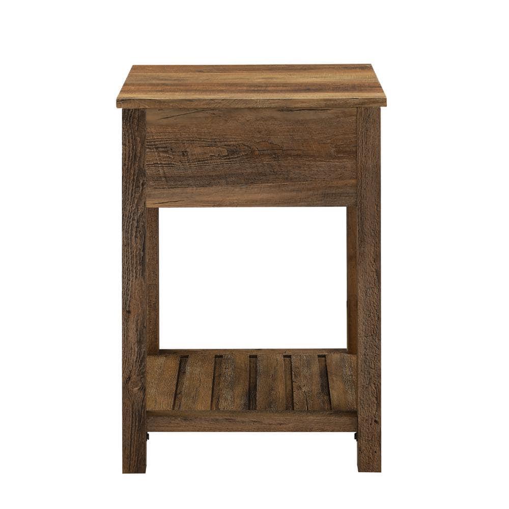 Country Farmhouse Single Drawer Wood Side Table Set - Rustic Oak