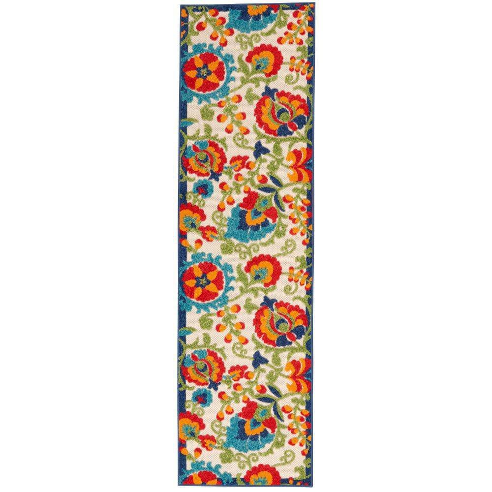 Nourison Aloha Floral Textured Flatweave High-Low Indoor Outdoor Runner Rug Multicolor 2' x 6'