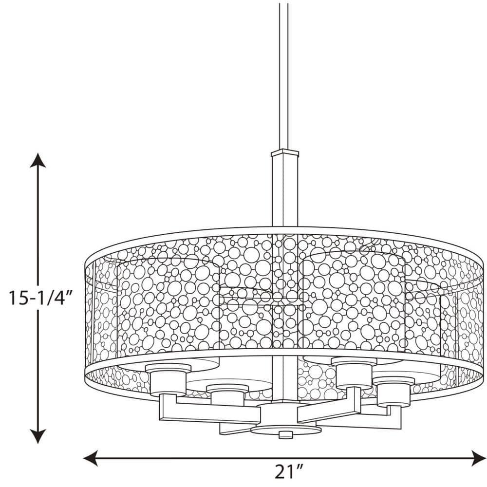 Progress Lighting Mingle 4-Light Pendant, Brushed Nickel, Etched Parchment Glass Shade