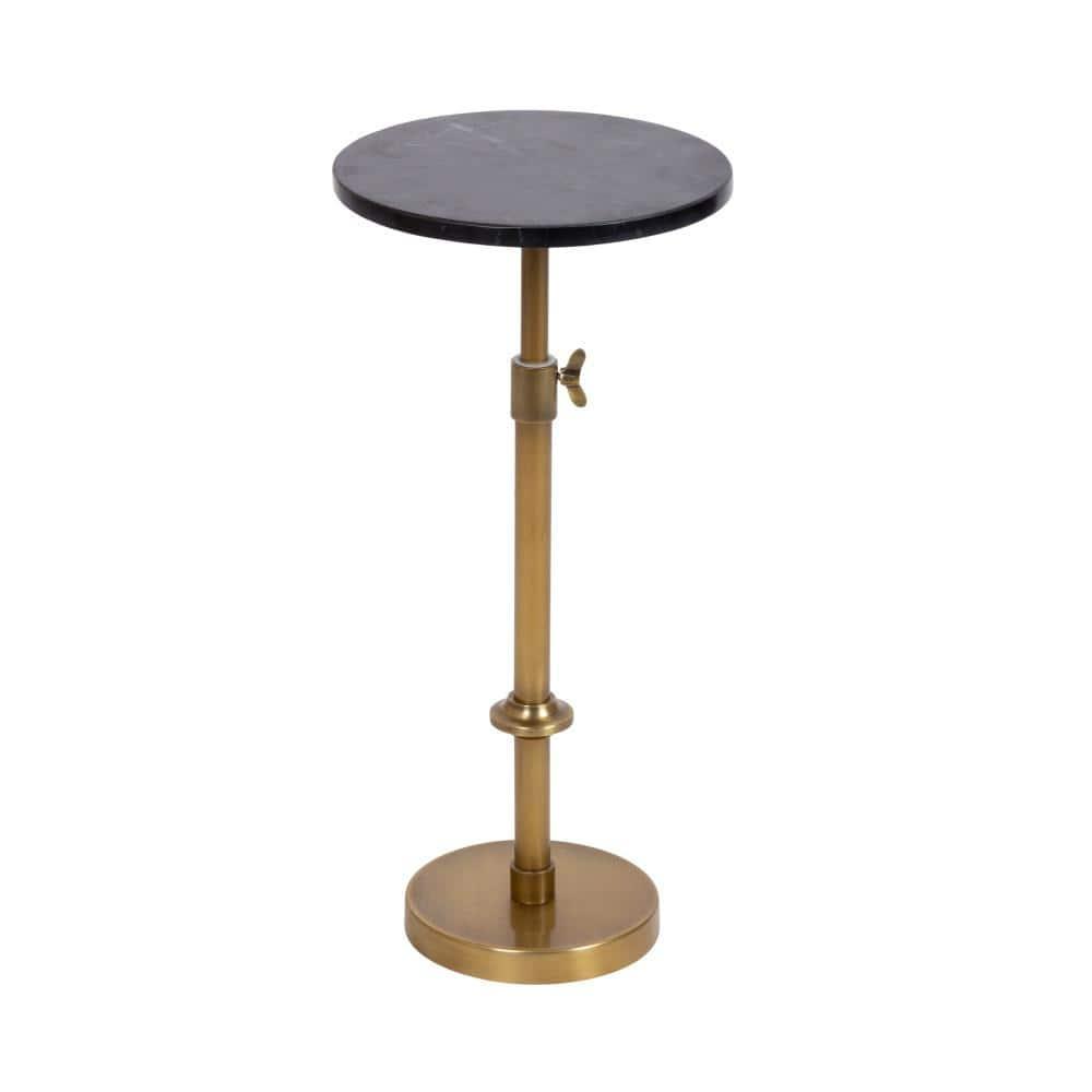 Kate and Laurel Engles Adjustable Marble Table and Plant Stand, 10x10x22, Gold