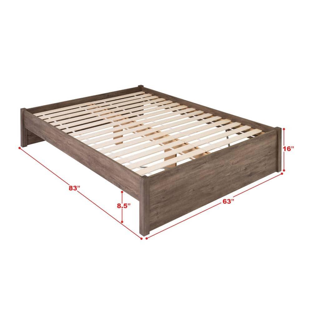 Queen 4 Post Platform Bed Drifted Gray - Prepac: Sleek Storage, No Box Spring Required