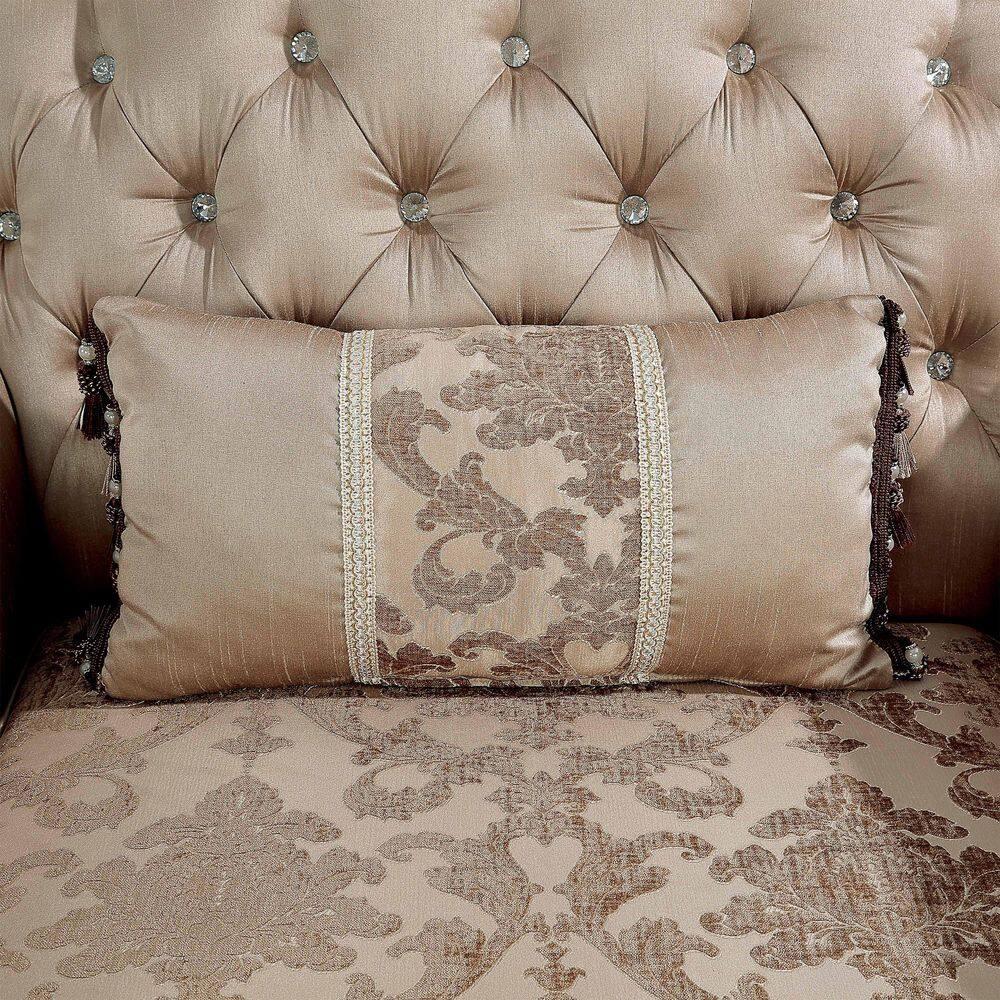 HOMES: Inside + Out Alsace 48.5" Loveseat Traditional Button Tufted Dark Cherry/Light Brown