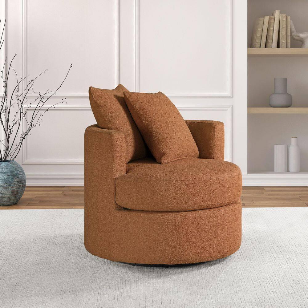 Coaster Debbie Transitional Fabric Upholstered Swivel Accent Chair Burnt Orange