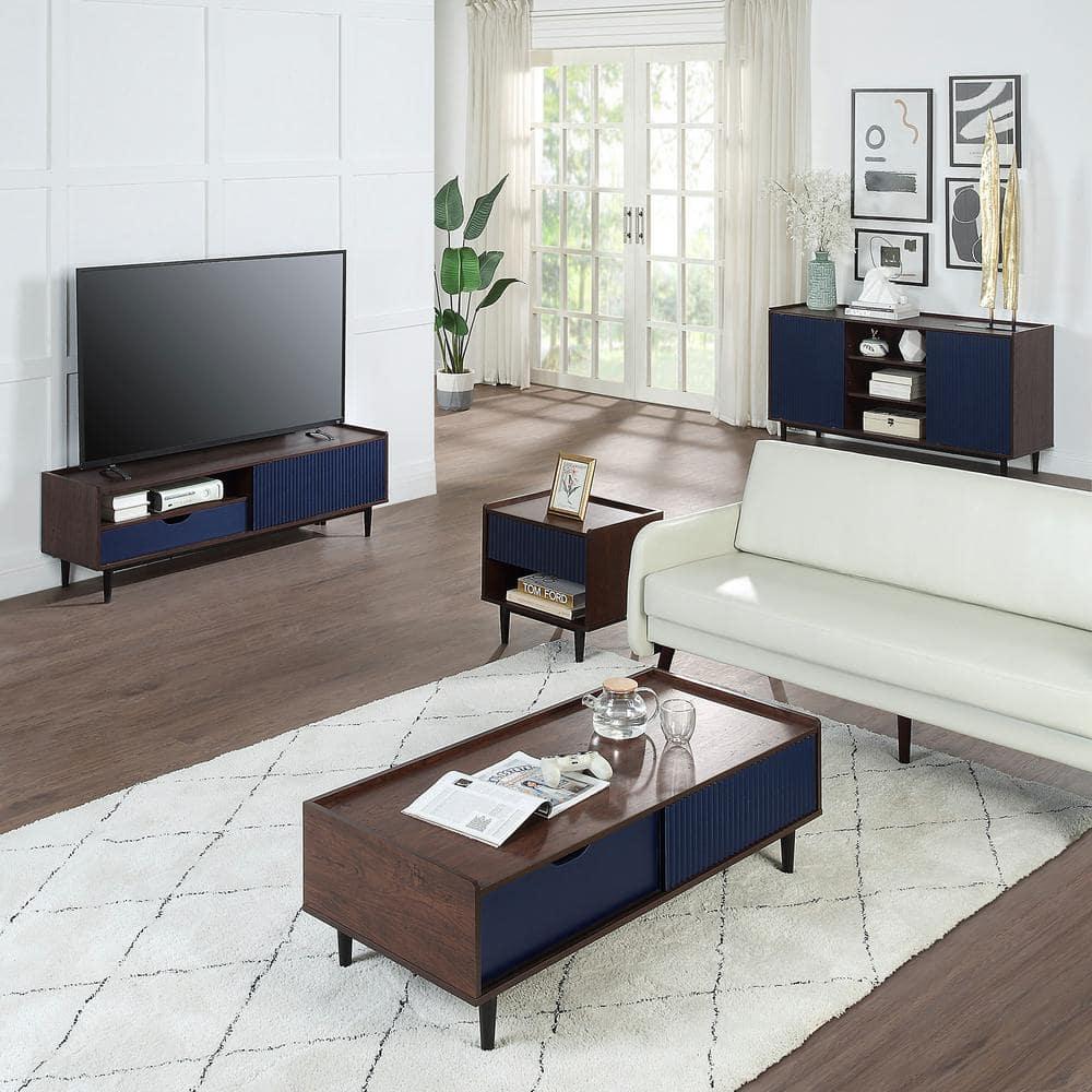 Duane Modern Ribbed TV Stand: Fits up to 55" Screens, Cable Management - Manhattan Comfort