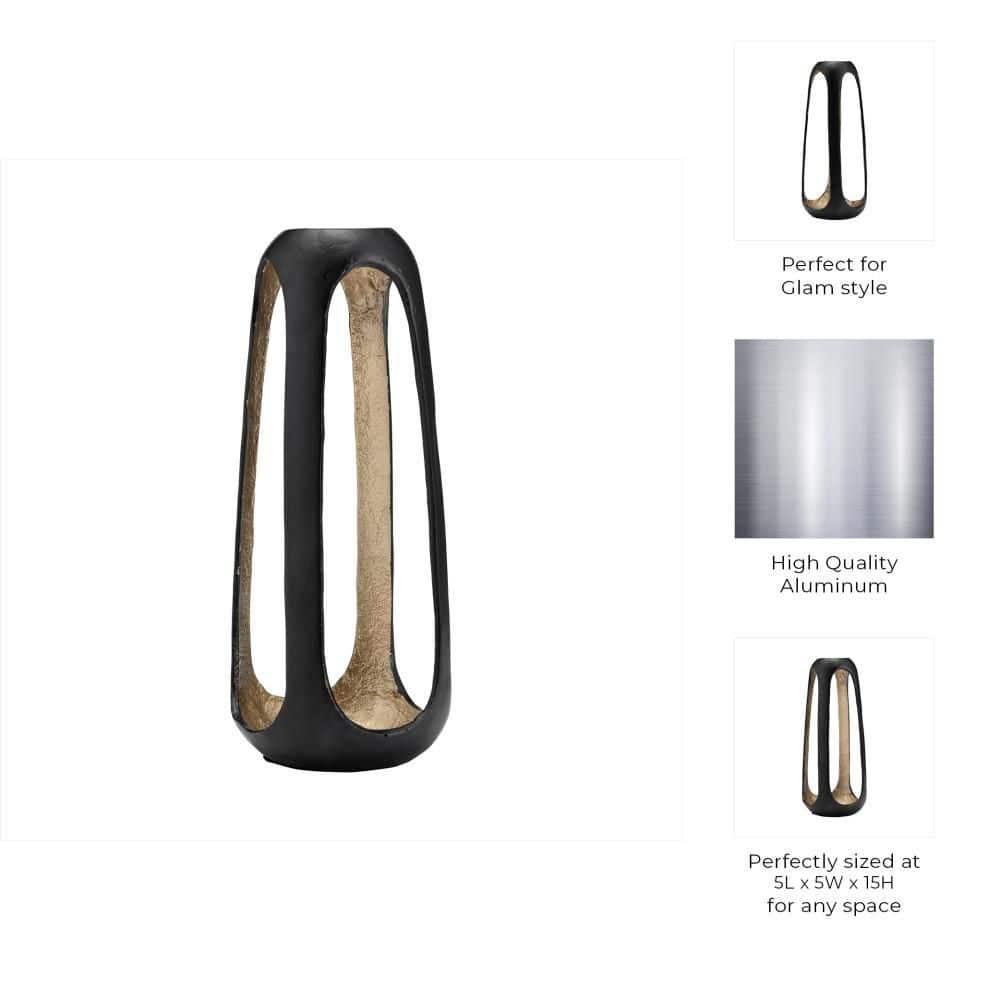 Sagebrook Home Metal 15"h Open Vase, Matte Black