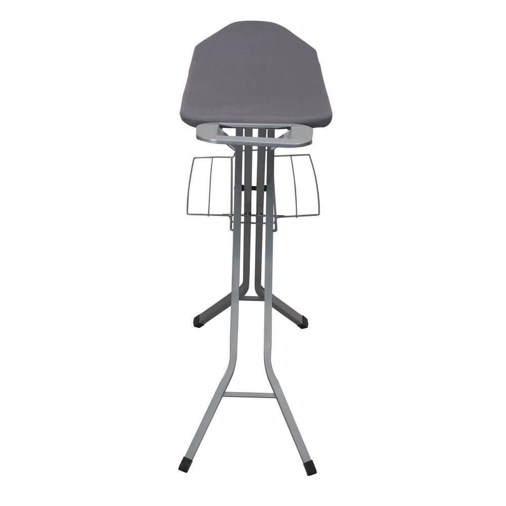 Household Essentials Ironing Center Mesh Steel Top Silver: Full Size Adjustable Ironing Board with Non-Slip Iron Rest