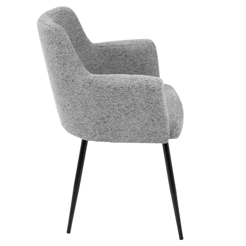 Set of 2 Andrew Contemporary Dining Accent Chairs Gray - LumiSource: Upholstered, Metal Legs, Padded Armrests