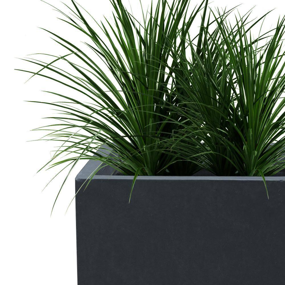 Kante 16"H Charcoal Finish Concrete Tall Square Planter, Outdoor/Indoor Lightweight Planters Pots with Drainage Hole