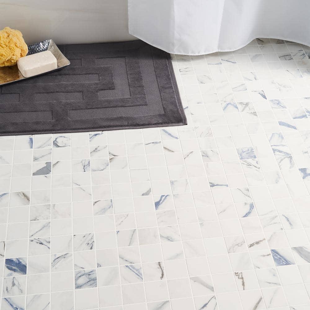 Calacatta Indigo 2" x 2" Porcelain Grid Mosaic Wall & Floor Tile