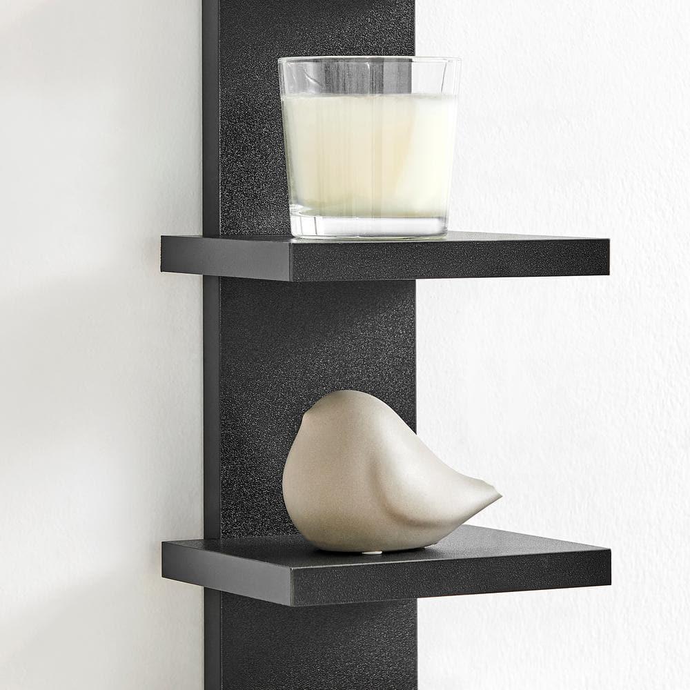 Danya B. 30" x 6" Slim Vertical Column Wall Shelf Black: Mid-Century Modern Laminated MDF, Iron Hardware, 5 Tiers