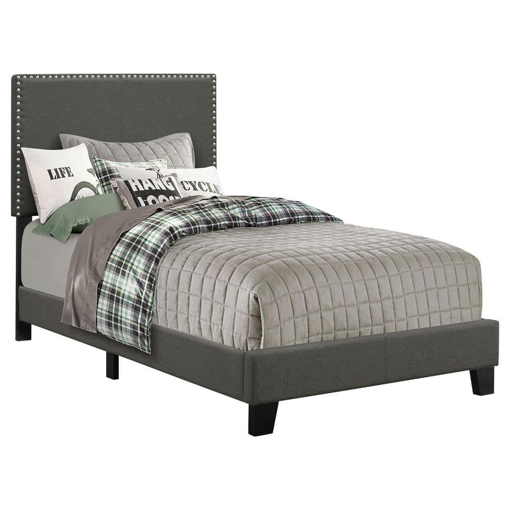 Coaster Company Boyd Kids Twin Size Nailhead Trim Platform Bed, Charcoal