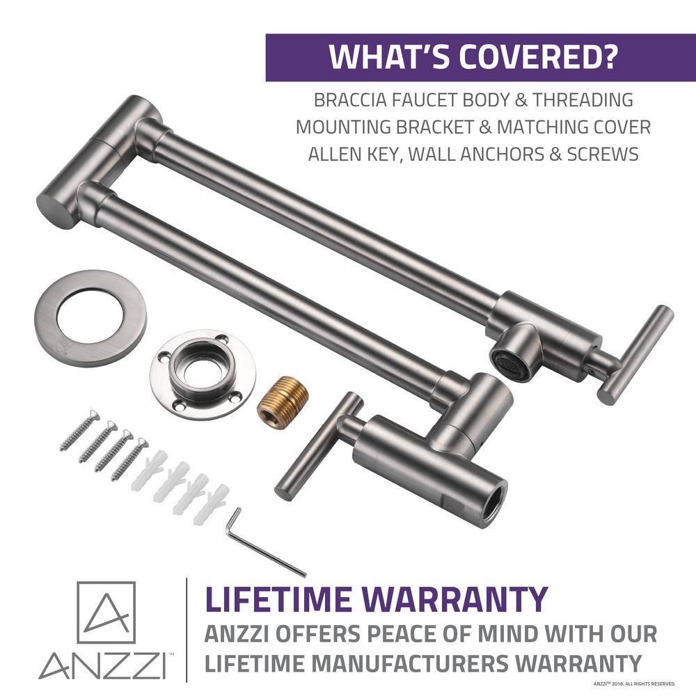 ANZZI ANZZI Braccia Series 24" Wall Mounted Pot Filler With Accessories KF-AZ258BN