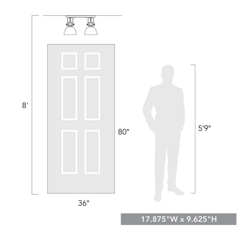 Golden Lighting Hines 2-Light Semi-flush in Matte Black with Opal Glass