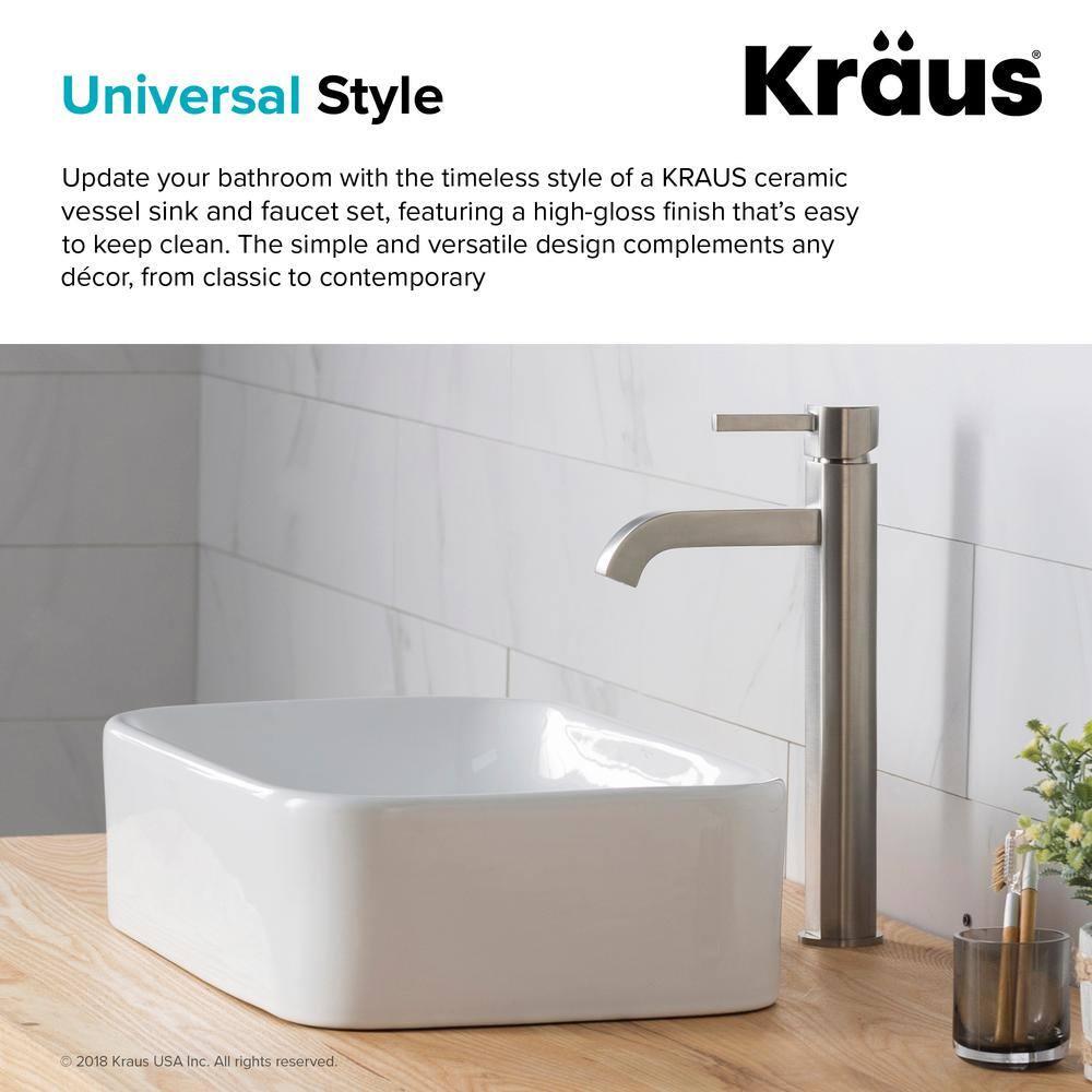 Ceramic Rectangular Vessel Bathroom Sink with Faucet