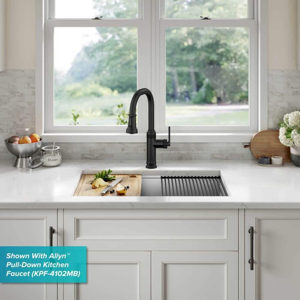 KRAUS Kore™ Workstation 27-inch L Undermount 16 Gauge Single Bowl Stainless Steel Kitchen Sink with Accessories