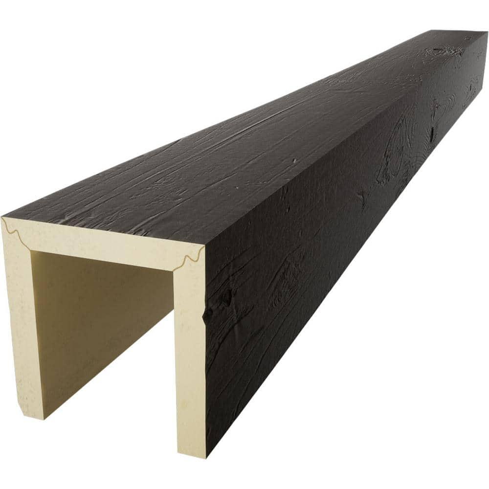 4"W x 12"H x 20'L 3-Sided (U-beam) Knotty Pine Endurathane Faux Wood Ceiling Beam, Hickory