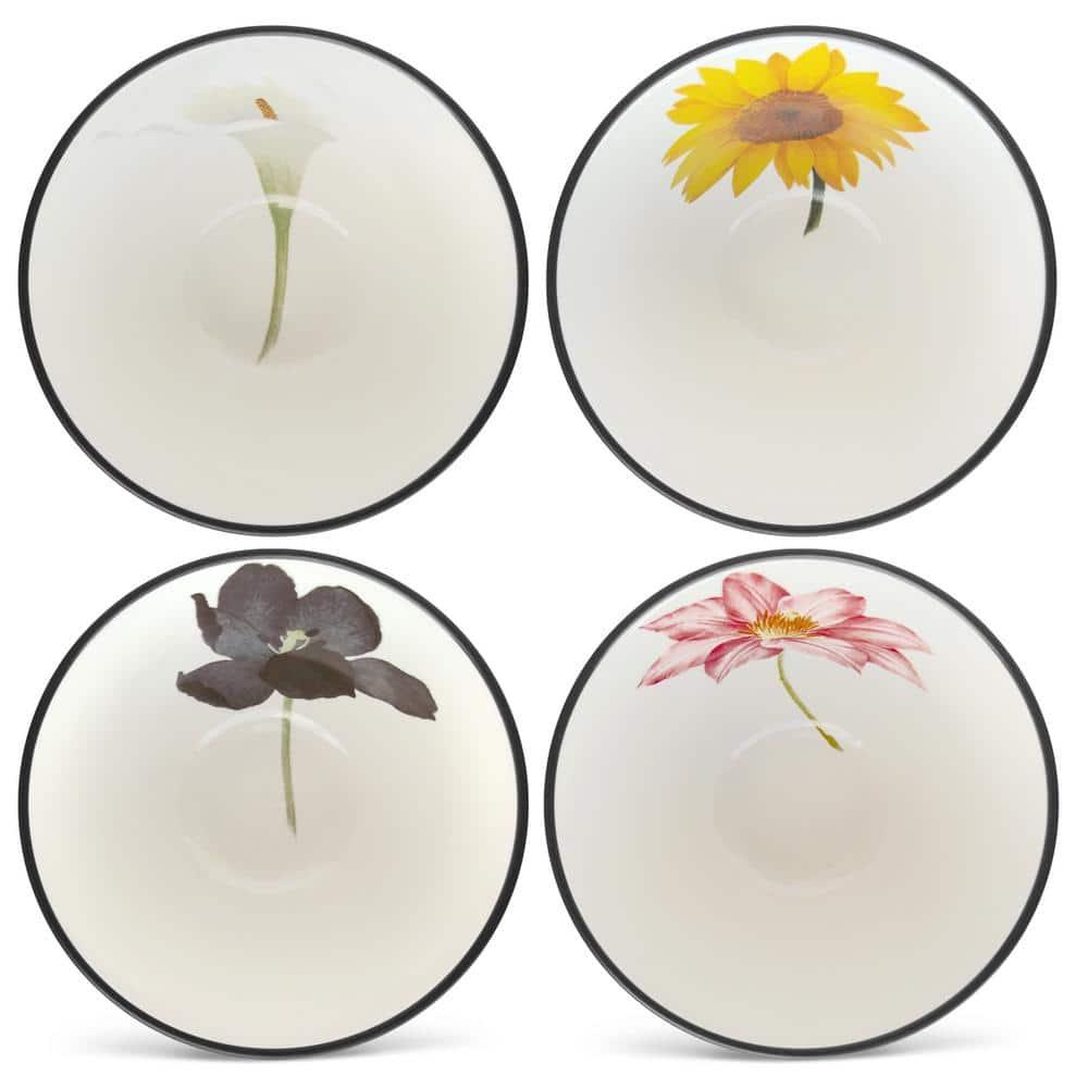 Noritake Noritake Colorwave Graphite 4", 7 oz. Floral Mini Bowls (Set of 4)