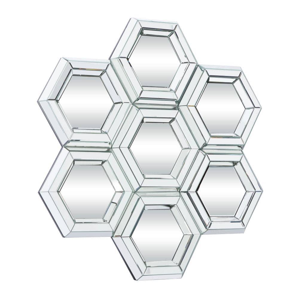 DecMode 39" x 41" Silver Honeycomb Shaped Geometric Wall Mirror